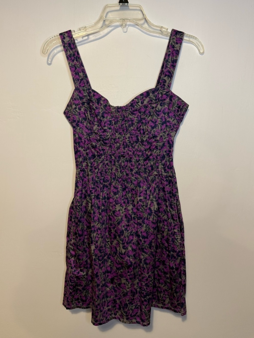 FREE PEOPLE Poppy Petal Dress Fuschia Combo Mini Floral Purple Sz 0